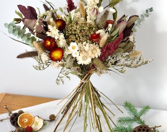 Limited Edition Winter Hand Tied Dried Flower Bouquet: Everlasting Natural Home Decor