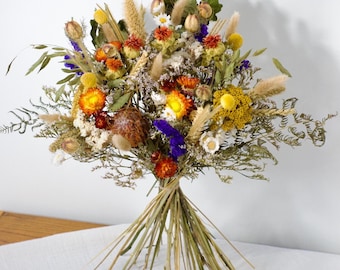 Warm Hand Tied Dried Flower Bouquet: Everlasting Natural Home Decor