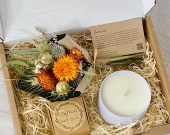 Dried Flower & Essential Oil Candle Gift Box. Birthday, housewarming Present