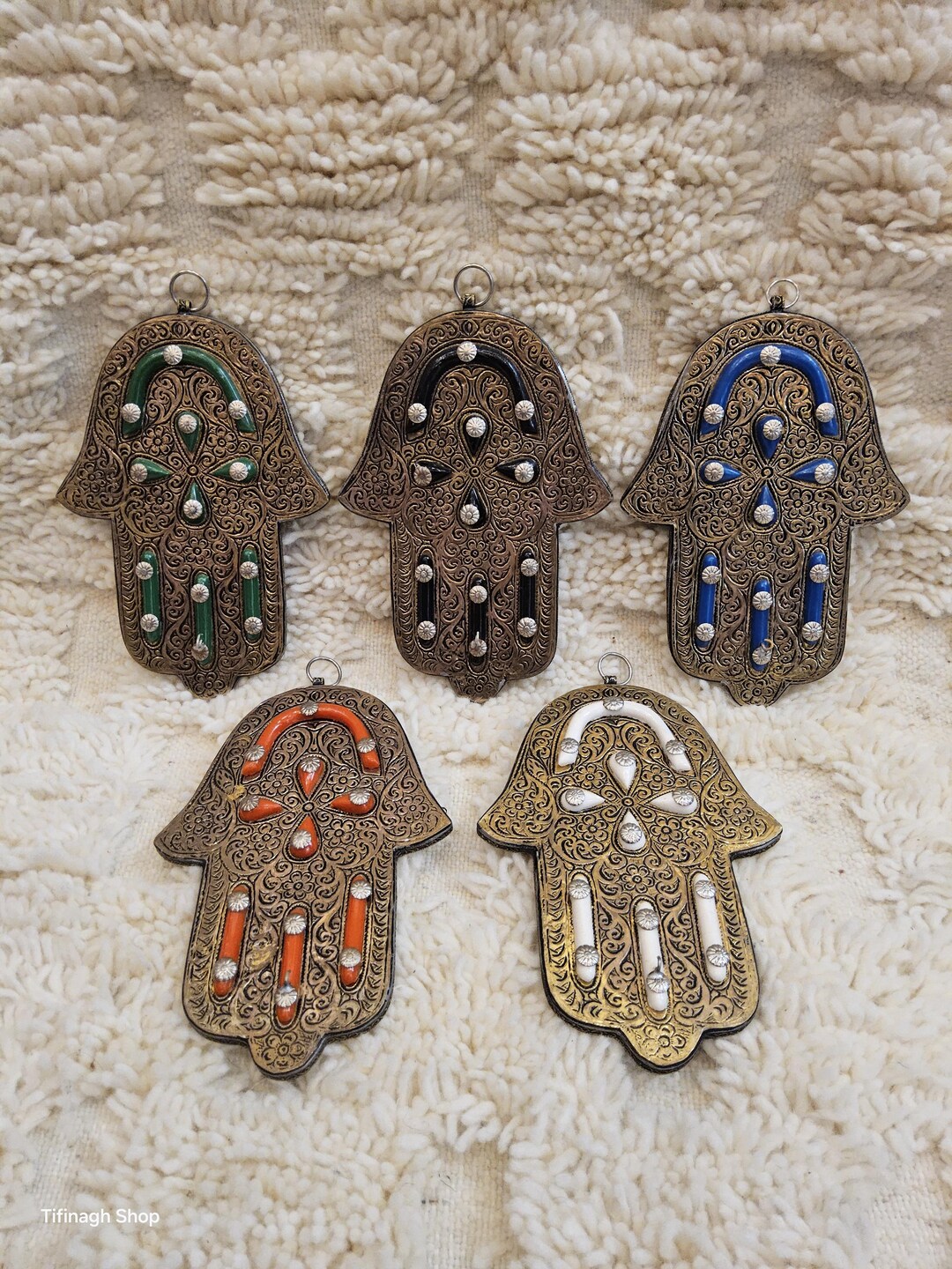 手作りハムサ ファティマの手 | 14x21cm | 金属製 | モロッコの守護の