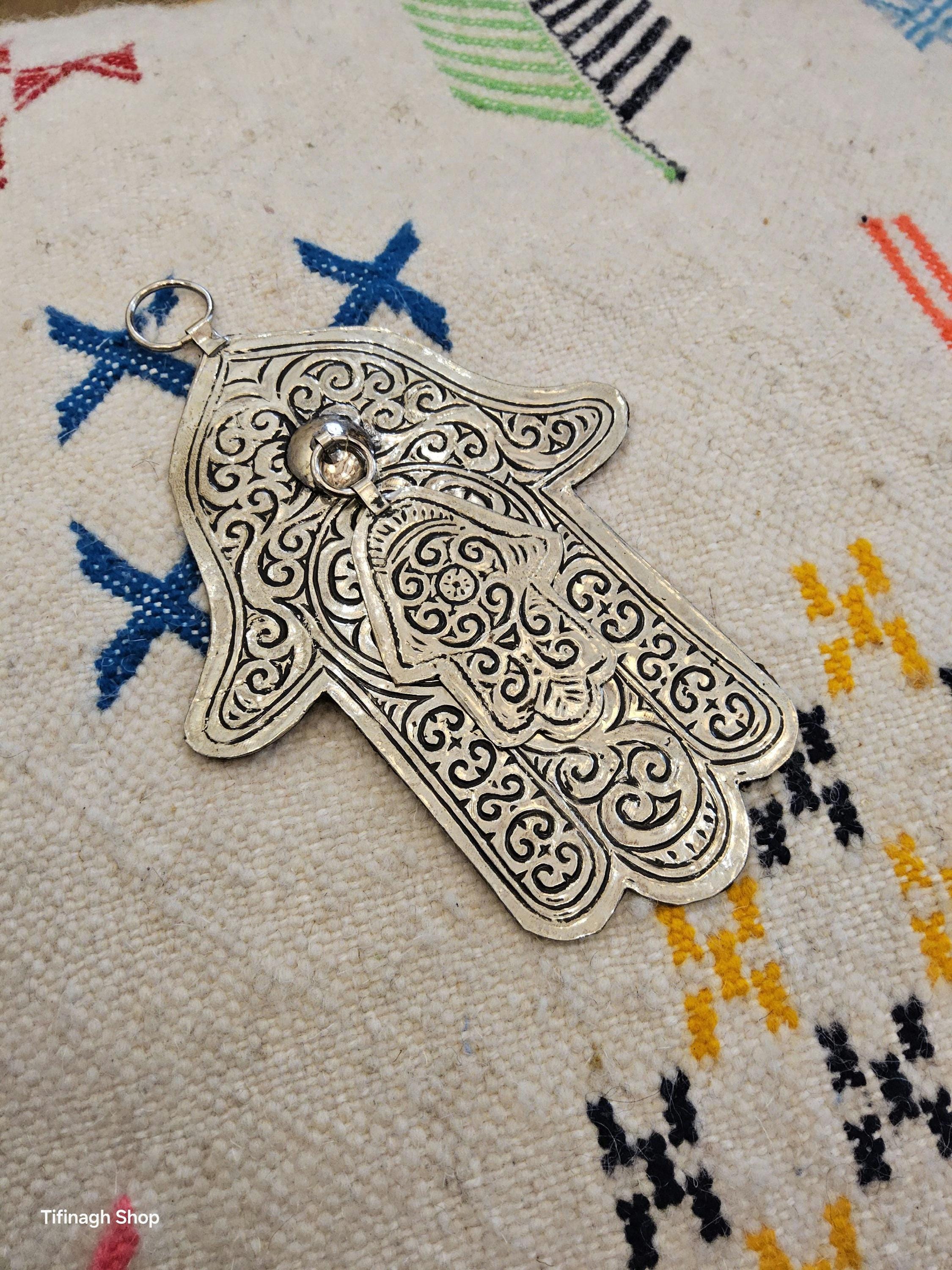 手作りハムサ ファティマの手 | 12x17cm | 金属製 | モロッコの守護の