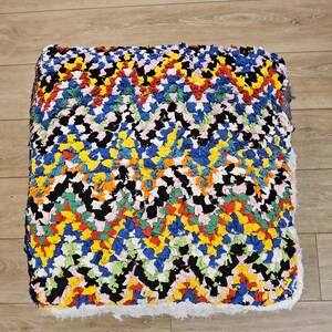 STUNNING BERBER Colorful Puf | Handmade from Cotton Rugs | 60x60x20cm | Unique Boho Chic Retro Design | Sold Without Insert