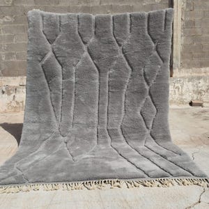 Magnifique Tapis M’rirt de Luxe Gris | Sur Commande | Pure Laine Soyeuse | Haute Qualité | Ideal pour Grand Salon | 100% fait à la main