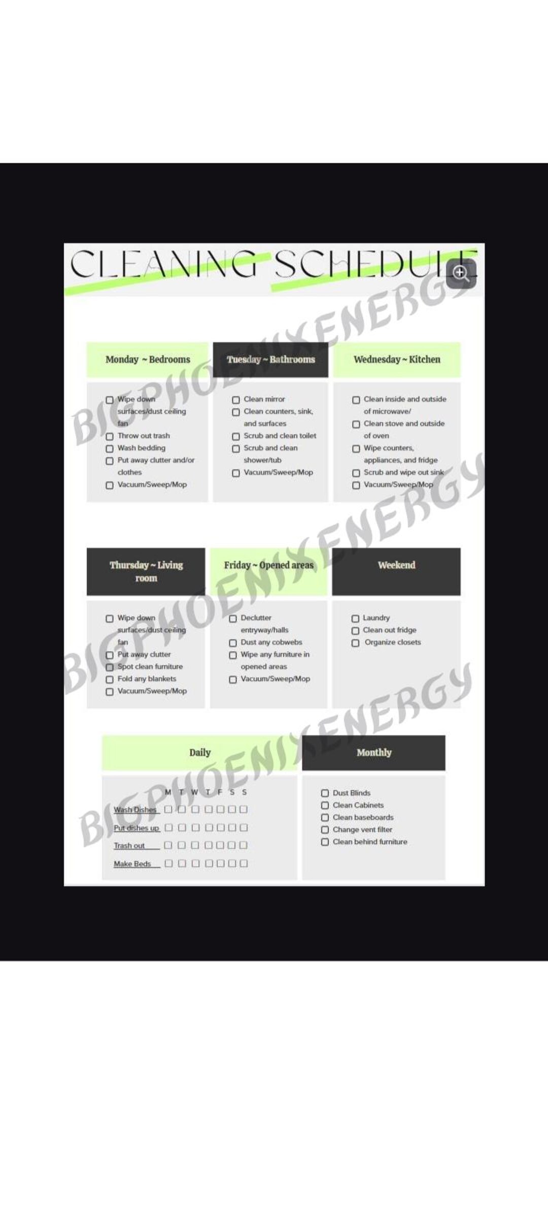 Digital Weekly Cleaning Schedule - Editable and Printable - Etsy