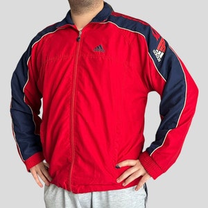Vintage Adidas 90s Track Jacket | Red Navy | Made in Germany | Embroidered Logo | Retro Streetwear