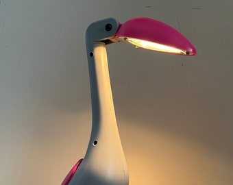 Vintage Popart Flamingo Lampe, Vintage Tischlampe, Tukan Lampe, Popart Design, Vintage Wohndekor