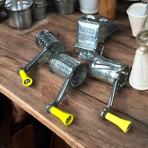 Vintage 1940s Mouli Grater: French Kitchen Food Mill with 3 Discs