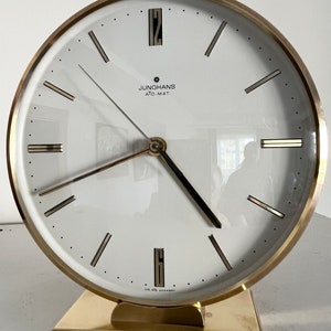 Seltene 60er Jahre Junghans ATO-MAT Tischuhr - Atomic Messing Bauhaus-Stil - Mid Century Modern