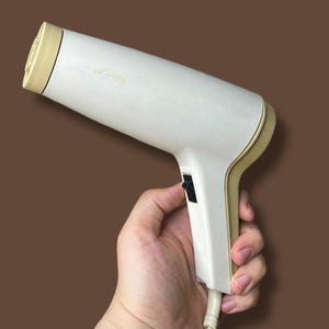 Vintage Privileg White and Creme Hair Dryer, Made in France, TESTED/WORKING, Popart