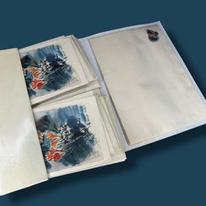 Juego de papelería vintage de Unicef: carta, sobre y bloc de notas, años 70