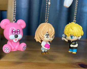 Tokyo Revengers Minifigure Keychains , Hinata , Chifuyu , Emma&#39;s Pink Teddy Bear, Anime , Anime Keychain