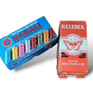 Two Boxes of Vintage Sewing Threads ,  19  Sewing Threads