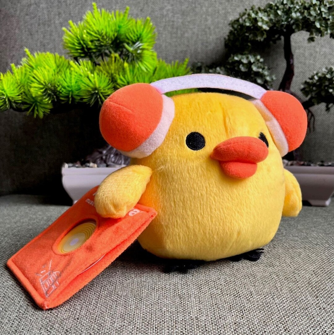 SANX Japan Kiiroitori Plush With Record Holding and Headphones, Kawaii