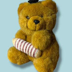 Vintage Cute Teddy Bear Plush Holding a Pen, Vintage Toys, Teddy Bear, Nostalgia