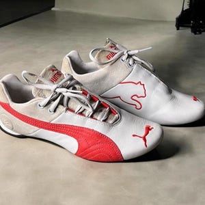 Vintage Y2K Puma Leather Sneakers: Red & White, US Women&#39;s 6