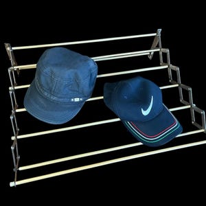 Vintage 1940s Galvanized Metal Accordion Hat Rack – Rare Wall Mounted Expandable Organizer (57 cm / 22.4 in Wide)