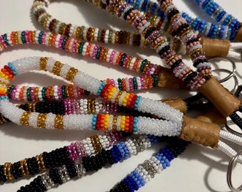 Indigenous Beaded Lanyard: Native American Handmade Keychain, Colorful Bag Charm Accessories, Indigenous Owned Shop