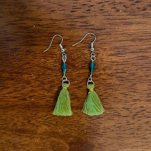 Green Fringe Earrings