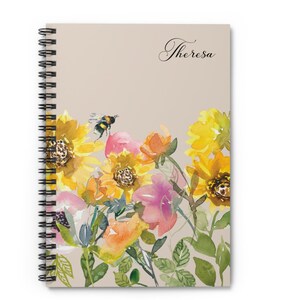 Sunflower spiral notebook and hard cover journal, personalized journal, gift for women, gift for teacher, gift for friend