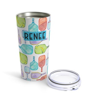 Pickleball paddle 20 oz tumbler, personalized tumbler, gift for pickleball player, pickleball gift, pickleball tumbler. sports tumbler