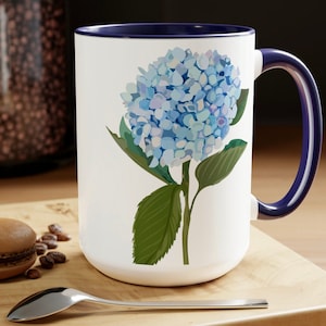 Blue Hydrangea Floral Coffee Mug, Accent Mug, Gift for Friend