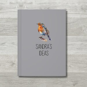Carnet cartonné personnalisé Gray Robin, carnet de notes, cadeau pour femme, cadeau pour amie, tenue de journal, journal de prières, oiseau Robin, carnet de voyage