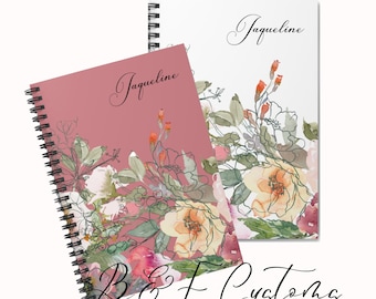 Watercolor Floral Personalized Spiral Notebook