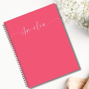 Diario espiral personalizado, cuaderno espiral de 8,5 x 11 pulgadas, personalizado con nombre, diario personalizado, regalo para mujeres, regalo para amigas