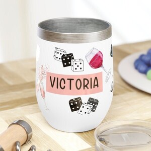 Bunco Wine Tumbler, gobelet Bunco personnalisé, gobelet à vin personnalisé, cadeau pour Bunco, cadeau pour le groupe Bunco, cadeau pour le joueur Bunco