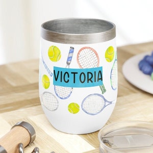 Tennis Wine Tumbler, personalized tennis tumbler, personalized wine tumbler, gift for tennis, gift for tennis team, gift for tennis player