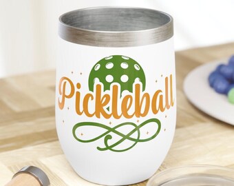Bicchiere da vino Pickleball personalizzato, acciaio inossidabile, regalo per la squadra
