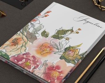 Watercolor Floral Personalized Hardcover Journal and Spiral Notebook