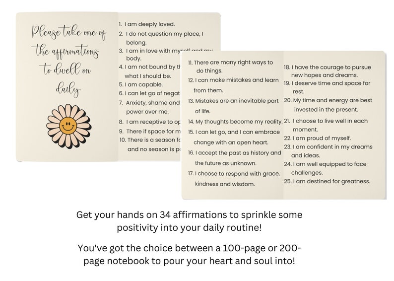 Positive Affirmation Softcover Journal L Mindfulness I Self Care L ...