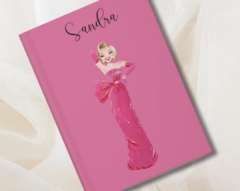 Marilyn Monroe Personalized Hardcover Journal, travel journal, gift for her, Pink dress journal, bridesmaid gift, prayer journal, Journaling