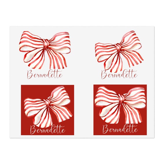 Red Bow Personalized Sticker Sheets, Red Bow Stickers, Custom Bow Stickers,  Gift for Her, Birthday Gift, Gift for Student 
