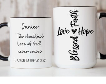 The steadfast love of God mug, Lamentations 3:22, bible verse mug, gift for family, personalized gift mug for friend, bible study gift