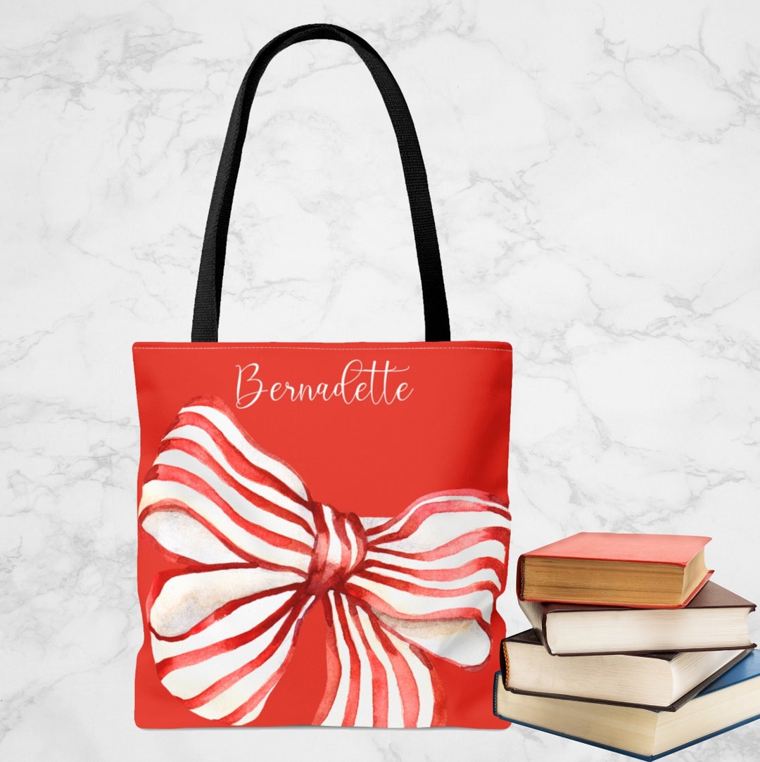 Red Bow Personalized Tote Bag Bow Tote Bag Personalized Tote - Etsy