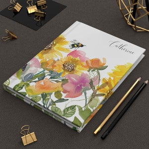 Sunflower hardcover journal and spiral personalized notebook, personalized journal, gift for women, gift for teacher, gift for friend