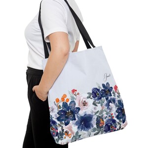 Winter Bouquet Tote Bag, personalized tote bag, floral tote bag, gift for teacher, gift for her, tote bag, grocery bag, travel bag