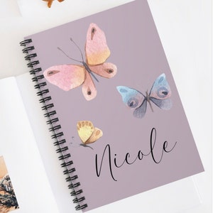 Butterfly spiral journal, spiral notebook, gift for butterfly lover, personalized journal, gift for women, gift for teacher, gift for friend