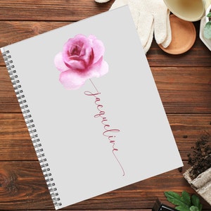 Rose Script  Personalized spiral notebook,8.5 in x 11in spiral notebook,Personalized with name, custom journal,gift for her, gift for friend