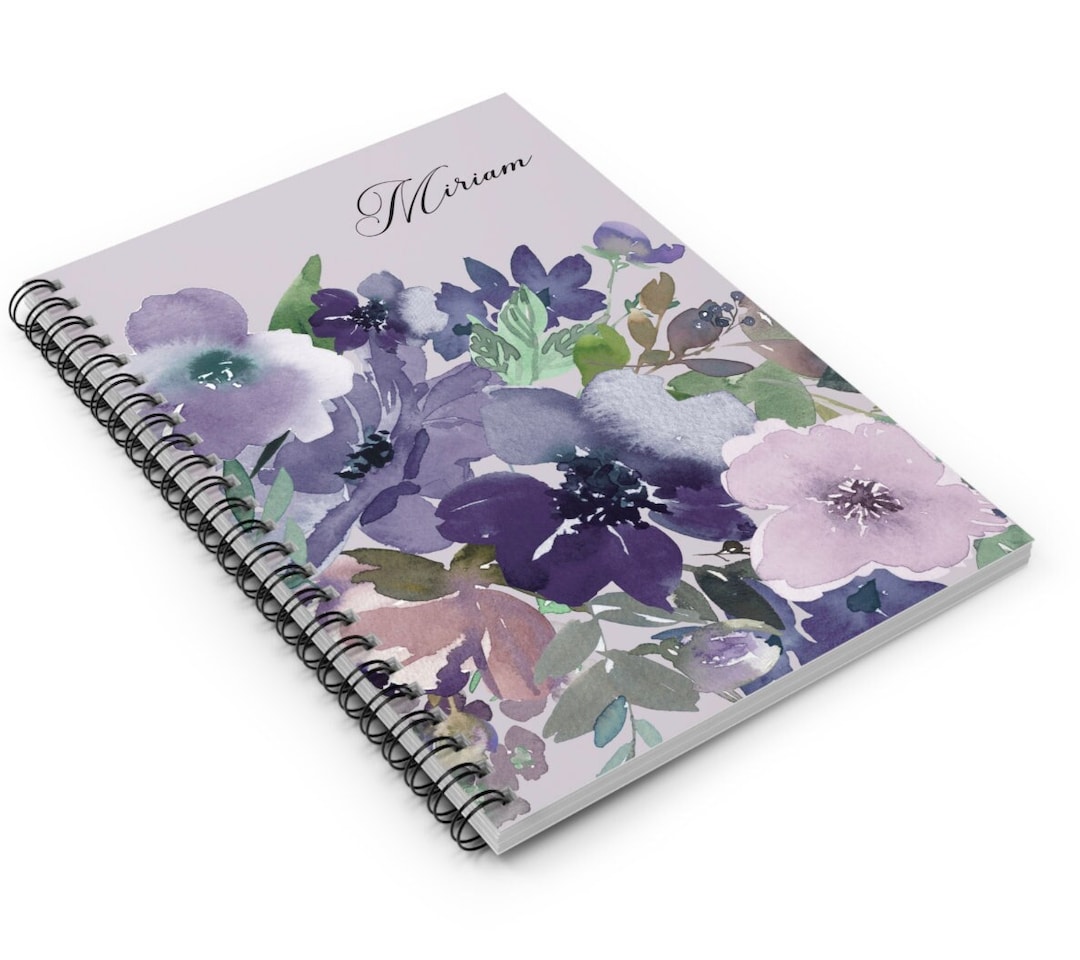 Purple Floral Spiral Notebook and Spiral Hardcover Journal ...