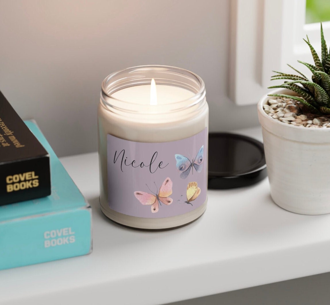 Butterfly Candle, Butterflies, Personalized Scented Candle, 9oz candle, Gift for her, Birthday gift, Hostess gift, gift for butterfly lover