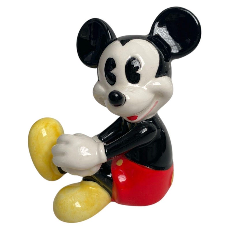 Vintage Disney Malaysia Musse och Mimmi Pigg sittande keramikfigurer set om 2 bild 7