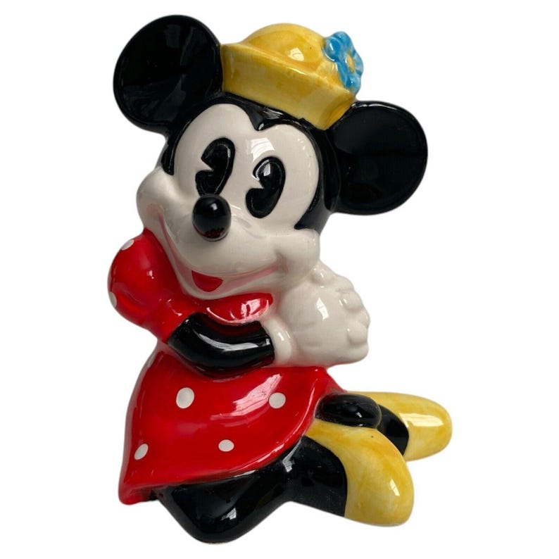 Vintage Disney Malaysia Musse och Mimmi Pigg sittande keramikfigurer set om 2 bild 2