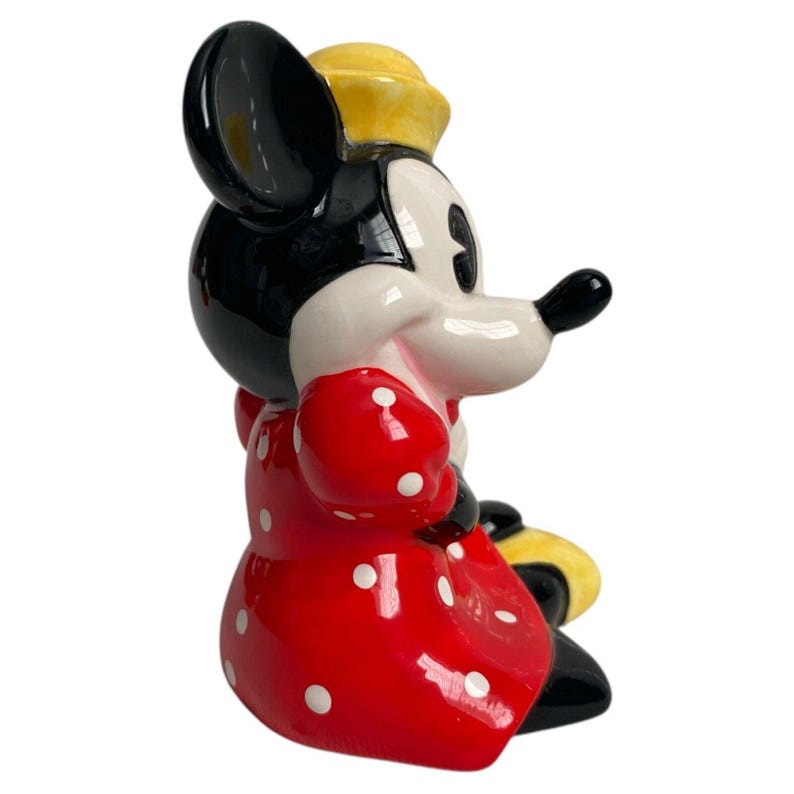 Vintage Disney Malaysia Musse och Mimmi Pigg sittande keramikfigurer set om 2 bild 5