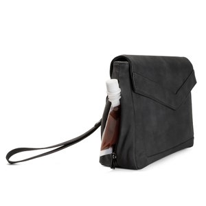 C.A.B. Hidden Flask Black Clutch Purse with Wine Bladder and Collapsable Funnel 3pc Set