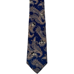 Vintage Mens Mickey & Co Necktie Navy Blue Paisley Disney Mickey Mouse Silk Tie