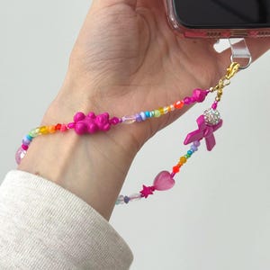 Rainbow Beaded Phone Wrist Strap Keychain