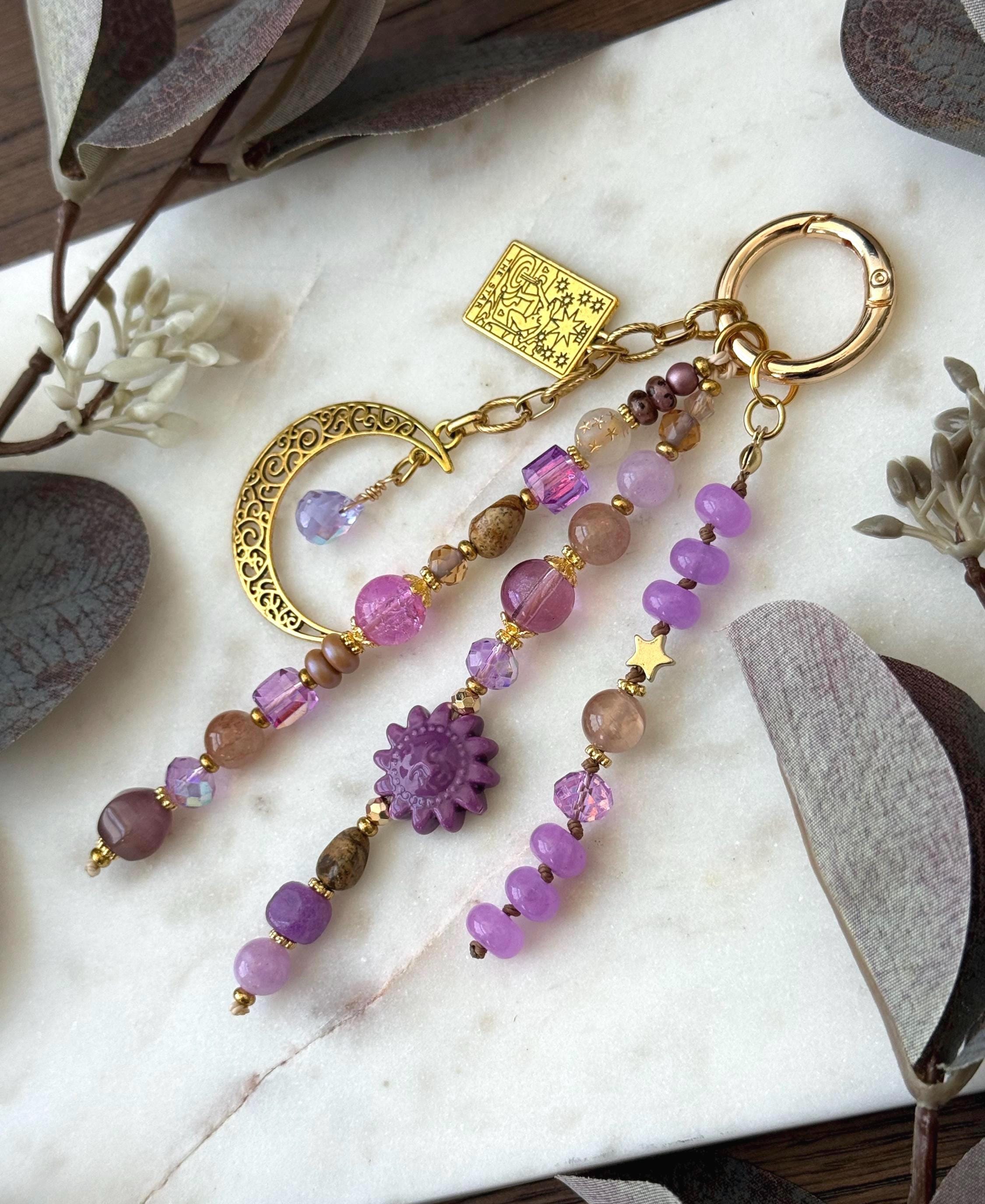 Natural Stone Tarot Whimsigoth Bag Charm Keychain